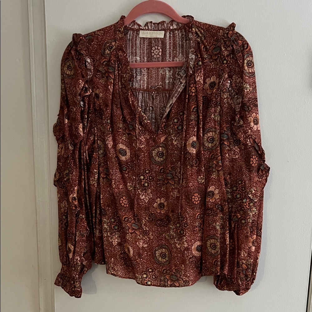 Ulla Johnson Burgundy Floral Blouse